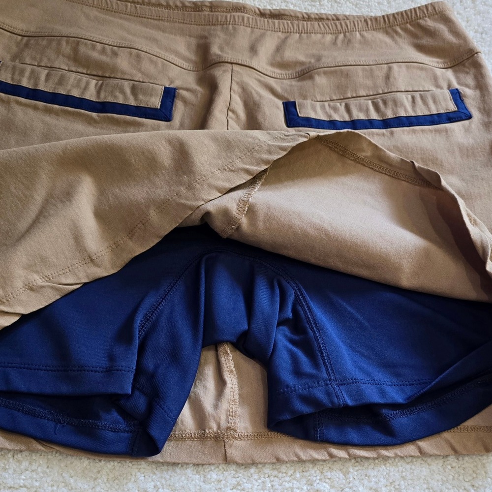 JOfit Women Tan Golf Skort with Built in Shorts Sz Large Deep Pockets